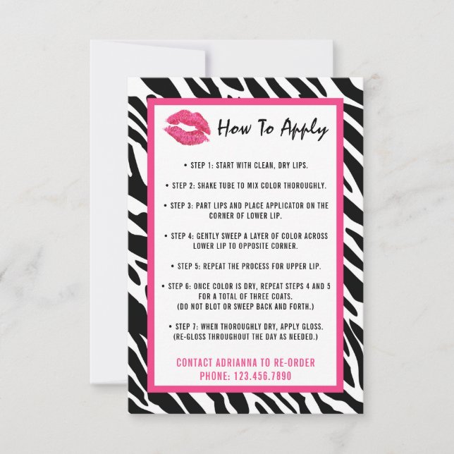 Lipstick Distributor Application / Tips Card (Front)