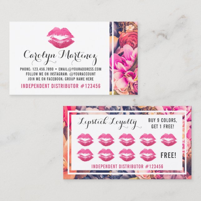 Lipstick Distributor Floral Kiss Lip Loyalty Punch (Front/Back)