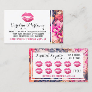 Lipstick Distributor Floral Kiss Lip Loyalty Punch Card