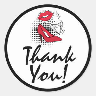 Lipstick Distributor Glam Modern Lips Thank You Classic Round Sticker