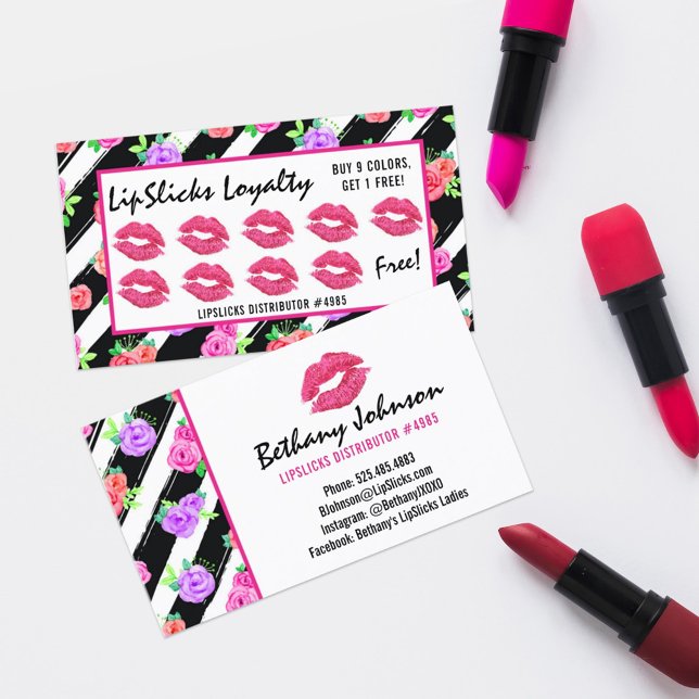 Lipstick Distributor Glam Rose Kiss Loyalty Stamp Card (Creator Uploaded)