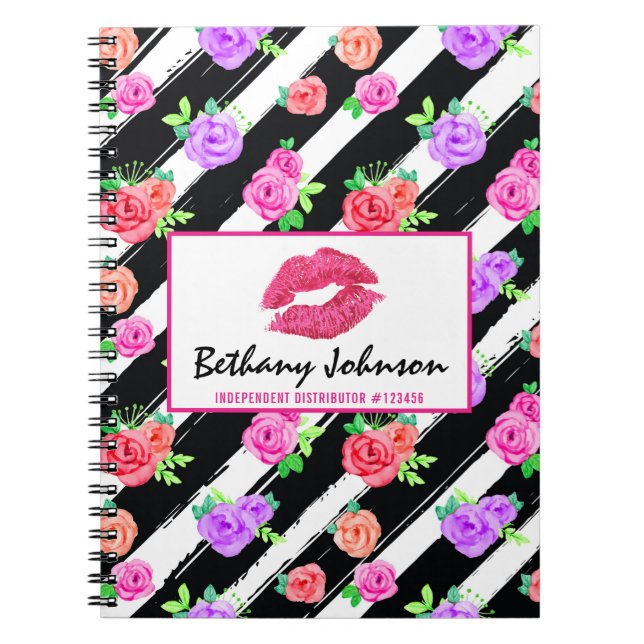 Lipstick Distributor Glam Rose Kiss Personalized Notebook (Front)