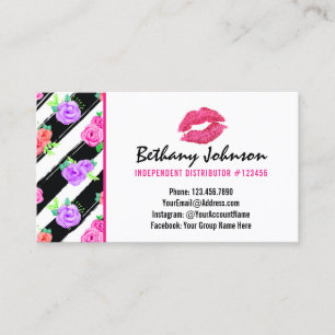 Lipstick Distributor Glam Rose Kiss Plain Back Business Card
