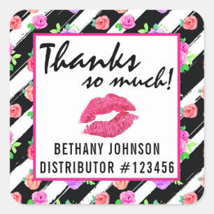 Lipstick Distributor Glam Rose Kiss Thank You Square Sticker