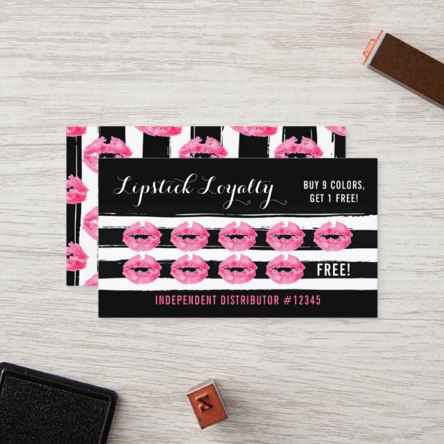 Lipstick Distributor Loyalty Punch Kiss Plain Back Card (Front/Back In Situ)