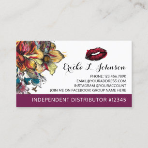 Lipstick Distributor Modern Floral Loyalty Punch Card