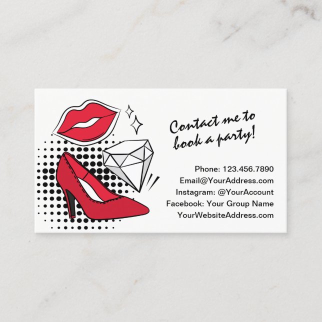Lipstick Distributor Modern Glamour Beauty Kiss Business Card (Front)
