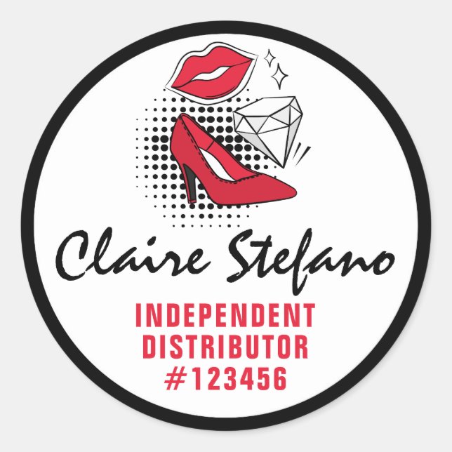 Lipstick Distributor Modern Glamour Beauty Kiss Classic Round Sticker (Front)