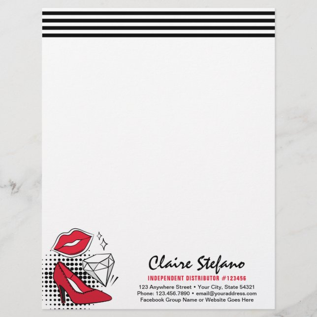 Lipstick Distributor Modern Glamour Beauty Kiss Letterhead Design (Front)