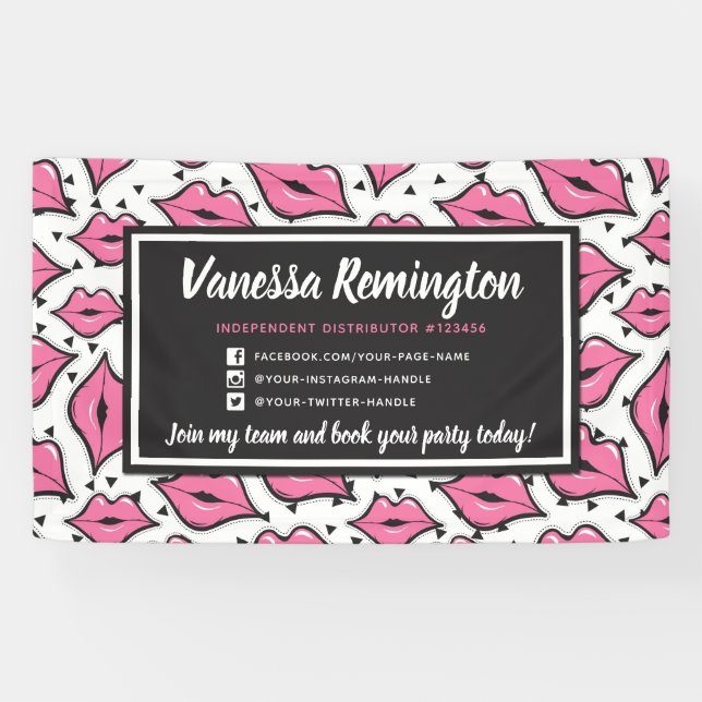 Lipstick Distributor Pink Kiss Party / Trade Show Banner (Horizontal)