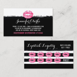 Lipstick Distributor Pink Lips Kiss Loyalty Punch Card