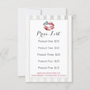 Lipstick Distributor Price List Watercolor Card