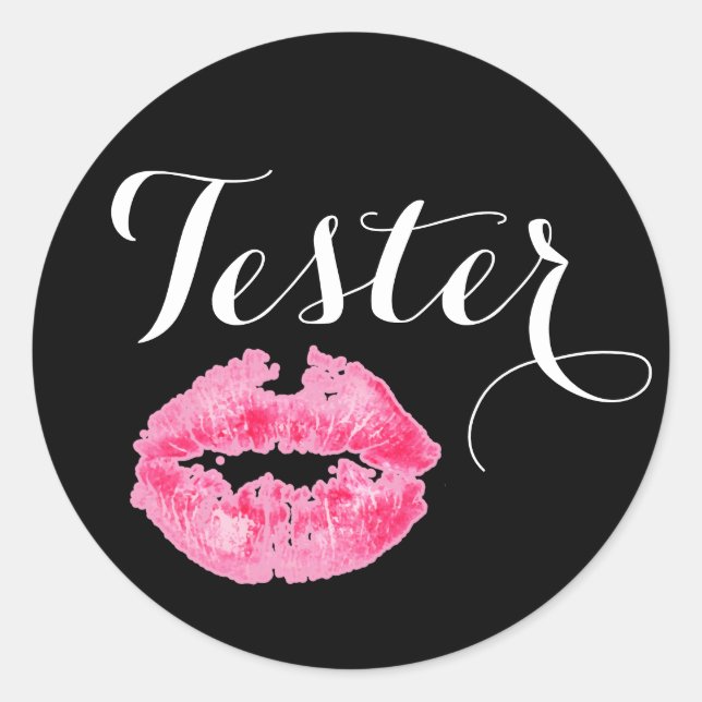 Lipstick Distributor Product Tester Pink Lips Kiss Classic Round Sticker (Front)