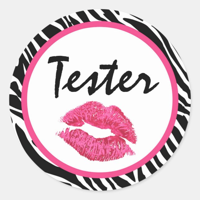 Lipstick Distributor Product Tester Zebra Kiss Classic Round Sticker (Front)
