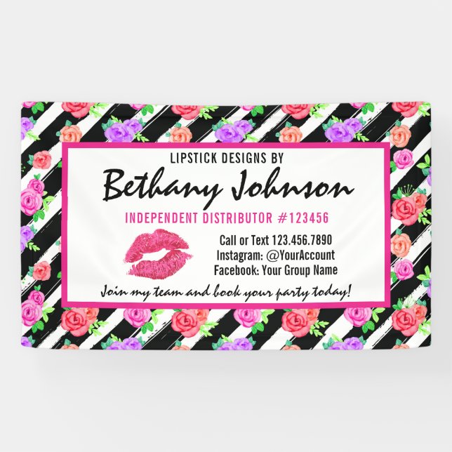 Lipstick Distributor Rose Kiss Trade Show / Party Banner (Horizontal)