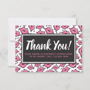 Lipstick Distributor Thank You Pink Lips Kiss Card