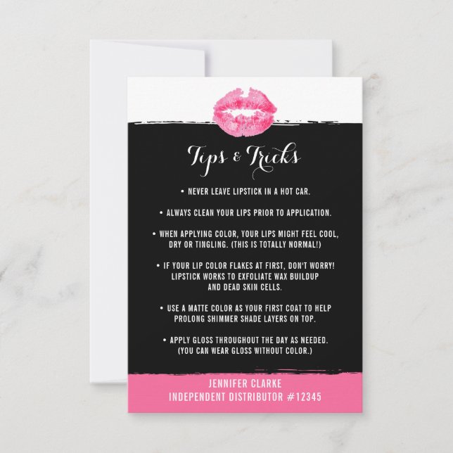 Lipstick Distributor Tips & Tricks Pink Kiss Card (Front)