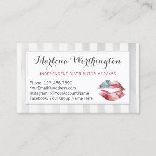Lipstick Distributor Watercolor Kiss Loyalty Stamp Card