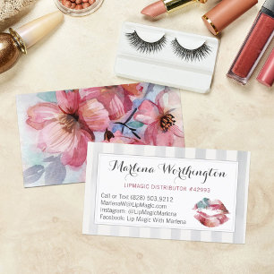 Lipstick Distributor Watercolor Kiss Plain Back Business Card