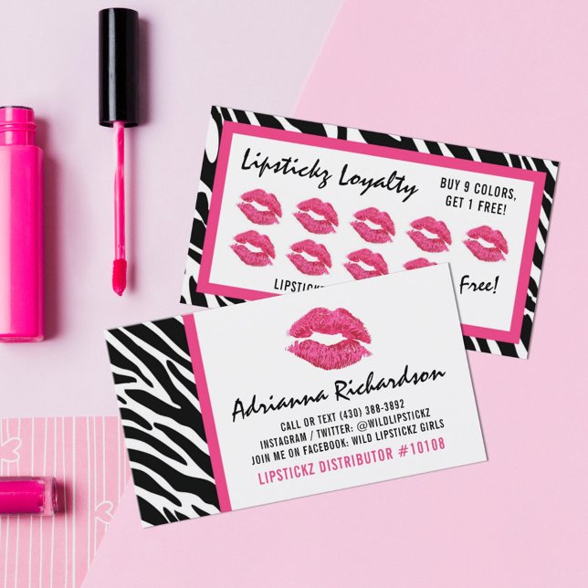 Lipstick Distributor Zebra Kiss Lips Loyalty Punch Card (Creator Uploaded)