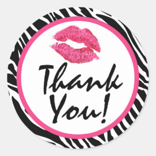Lipstick Distributor Zebra Kiss Lips Thank You Classic Round Sticker