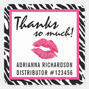 Lipstick Distributor Zebra Kiss Thank You Label