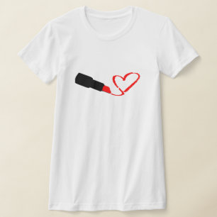 LIPSTICK DRAWING HEART. CUSTOMIZABLE. T-Shirt