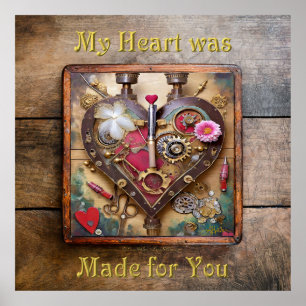 Lipstick Flowers Heart Steampunk Series Poster