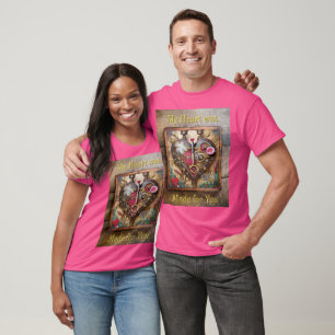 Lipstick Flowers Heart Steampunk Series T-Shirt