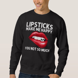 Lipstick For Women Girls Lip Biting Red Lips Make  Sweatshirt