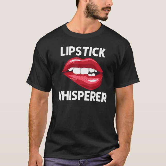 Lipstick For Women Girls Lip Biting Red Lips Make  T-Shirt (Front)