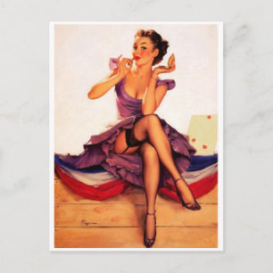 Lipstick Girl Pin Up Postcard