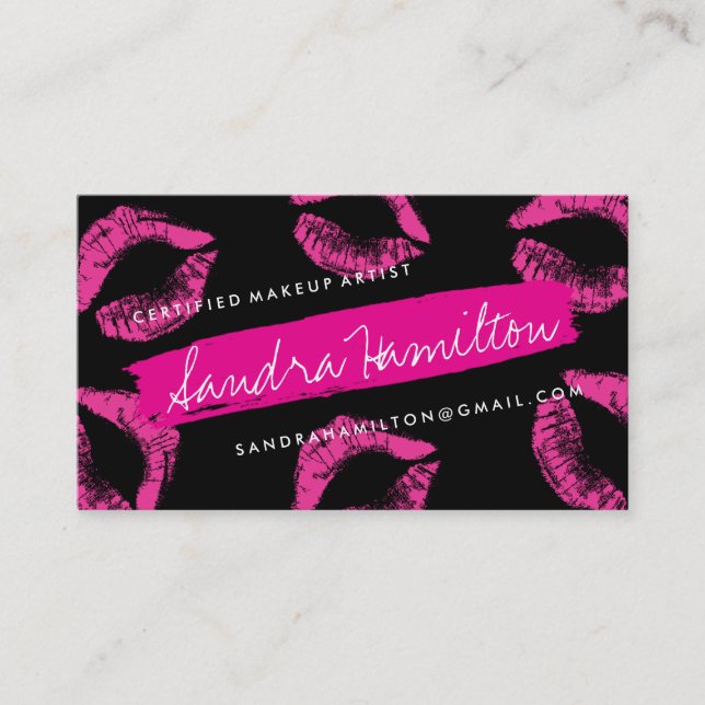 Lipstick Hot Pink Makeup Artist Business Cards (Front)
