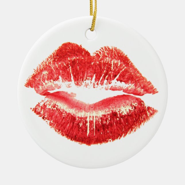 Lipstick Kiss Ceramic Tree Decoration (Front)