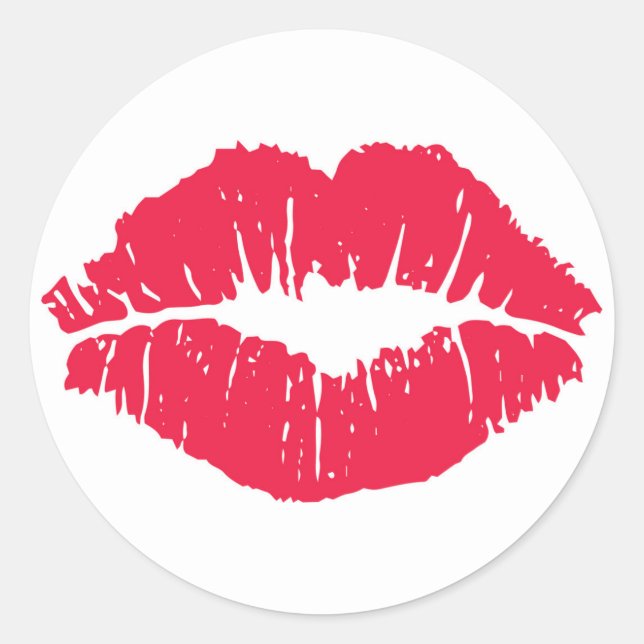 Lipstick Kiss Classic Round Sticker (Front)