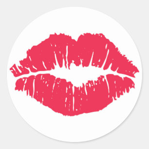 Lipstick Kiss Classic Round Sticker