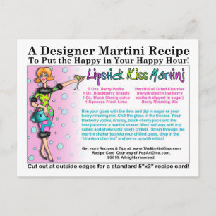 Lipstick Kiss Martini Recipe Postcard