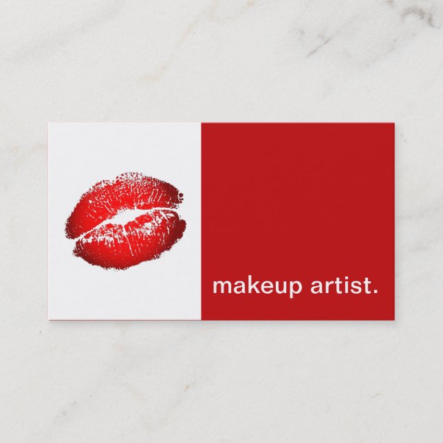 Lipstick Kiss Modern Icon - makeup artist red Business Card (Front)