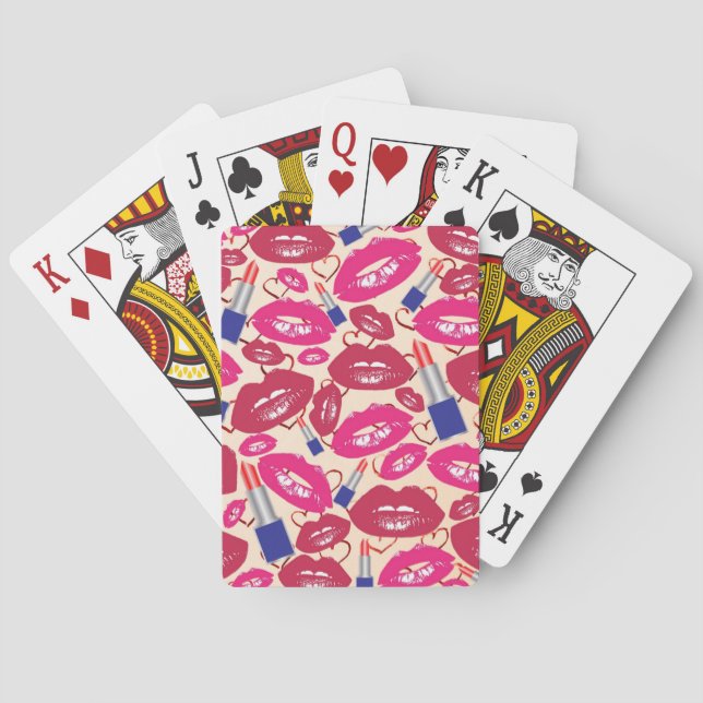Lipstick Kiss Pattern Playing Cards (Back)