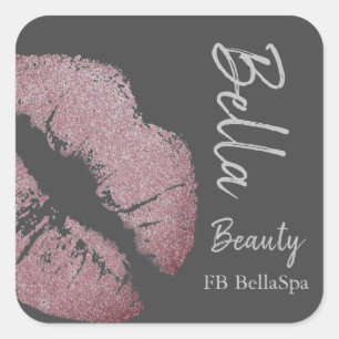 Lipstick kiss pink purple lip grey beauty spa square sticker