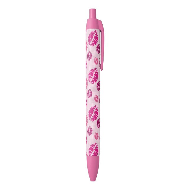Lipstick Kiss Shape Print Pattern Black Ink Pen (Bottom (Vertical))