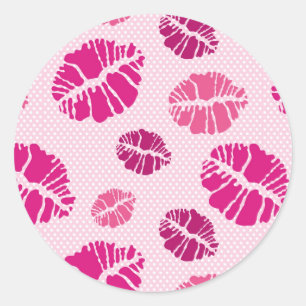 Lipstick Kiss Shape Print Pattern Classic Round Sticker