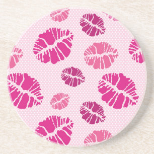 Lipstick Kiss Shape Print Pattern Coaster