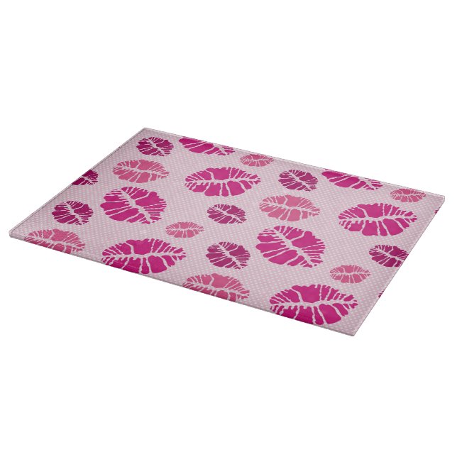 Lipstick Kiss Shape Print Pattern Cutting Board (Corner)