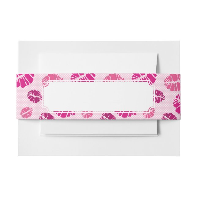 Lipstick Kiss Shape Print Pattern Invitation Belly Band (Front Example)
