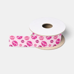 Lipstick Kiss Shape Print Pattern Satin Ribbon