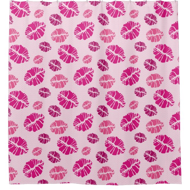 Lipstick Kiss Shape Print Pattern Shower Curtain (Front)