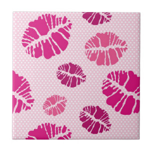Lipstick Kiss Shape Print Pattern Tile