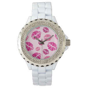 Lipstick Kiss Shape Print Pattern Watch