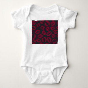 Lipstick Kisses: Dark Red Imprints Baby Bodysuit